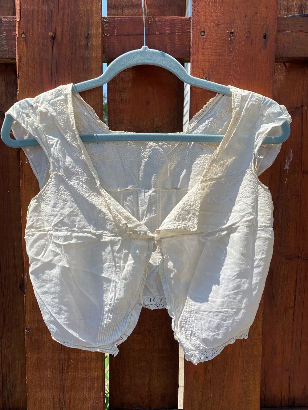 Women's Vintage Lace Trim Top Size XS Lace Embroidered Antique Pioneer